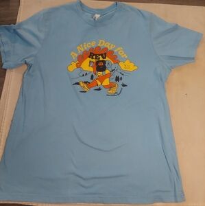 The product is a men's XL size blue T-shirt featuring the brand Bella + Canvas. 